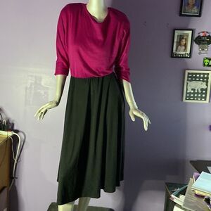 Betsy's Things Women's 3/4 Sleeve Dress Magenta Black Size L Large Colorblock